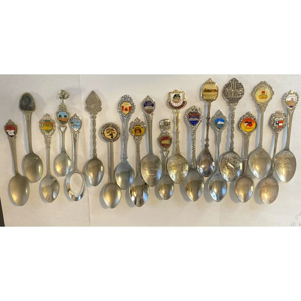 Vintage Lot of 20 Souvenir Spoons State Travel Jamacia Canada Hotel San Fran